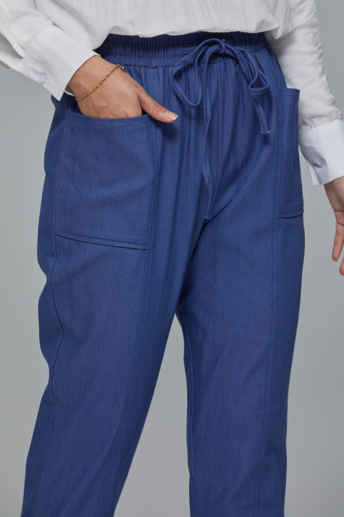 Denim Blue Ava Casual Jogger Pants