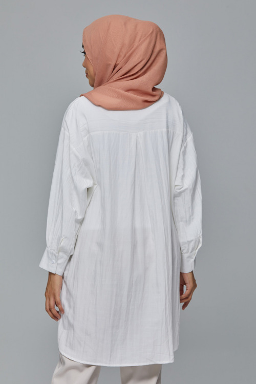 White Christine Linen Long Blouse