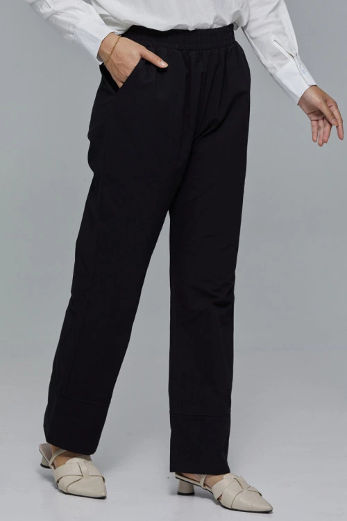 Black Lynn Straight Cut Cotton Pants