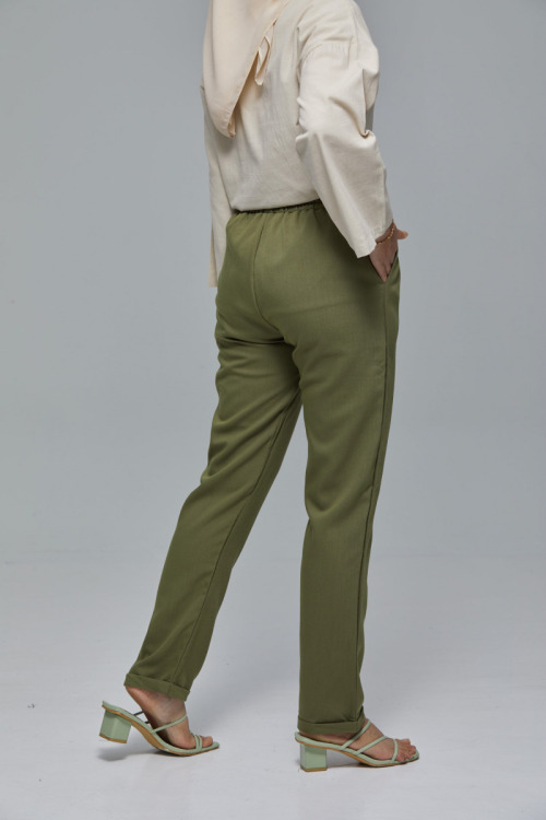 Army Green MC vogue Best Seller Cotton Ankle Pants