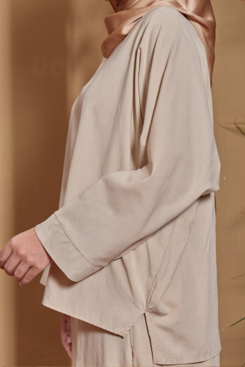 Nude Malika Cotton Linen Kurung Set