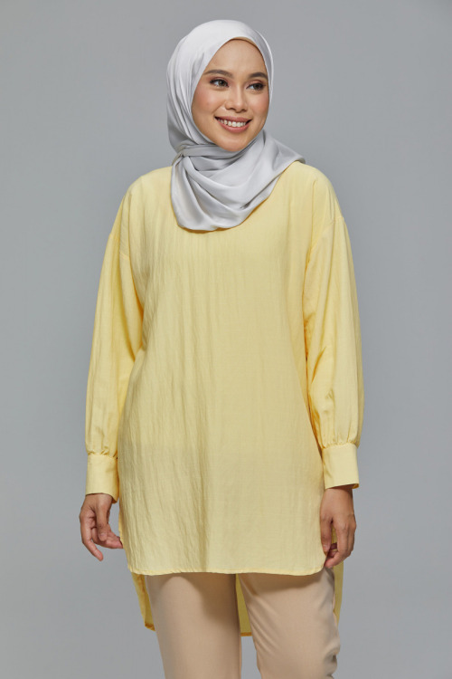 Yellow Christine Linen Long Blouse