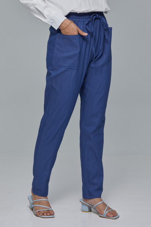 Denim Blue Ava Casual Jogger Pants