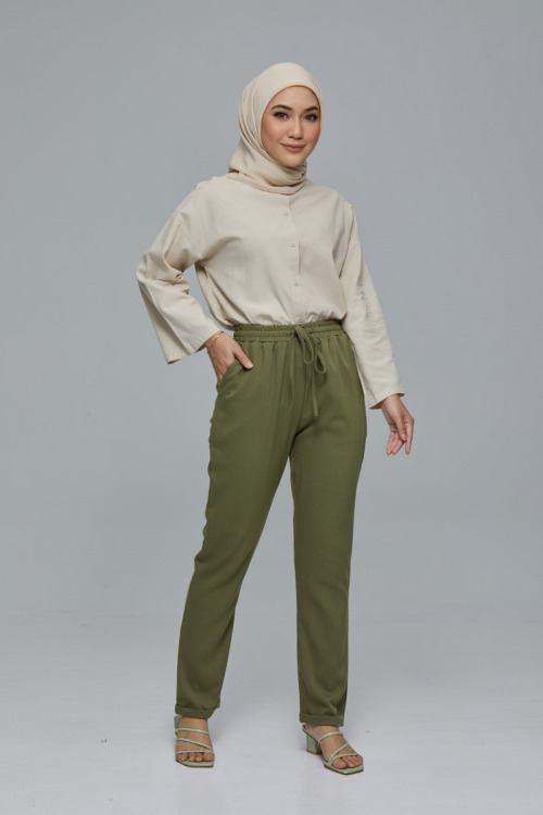 Army Green MC vogue Best Seller Cotton Ankle Pants