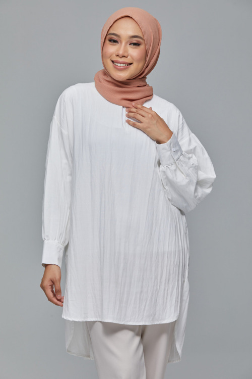 White Christine Linen Long Blouse