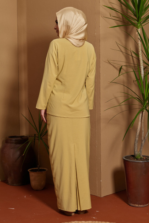 Mustard Jamila Scalloped Embroidered Kebaya Set