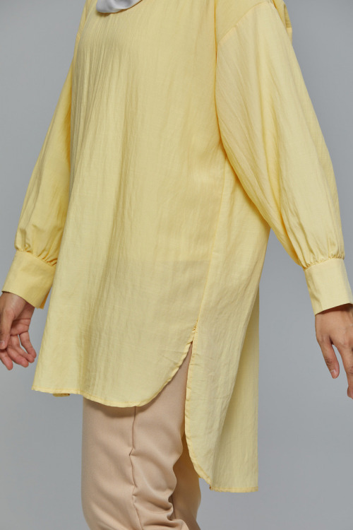 Yellow Christine Linen Long Blouse