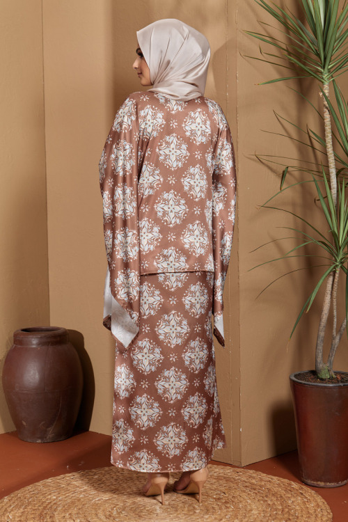 Brown Aaliyah Abstract Satin Modern Kaftan
