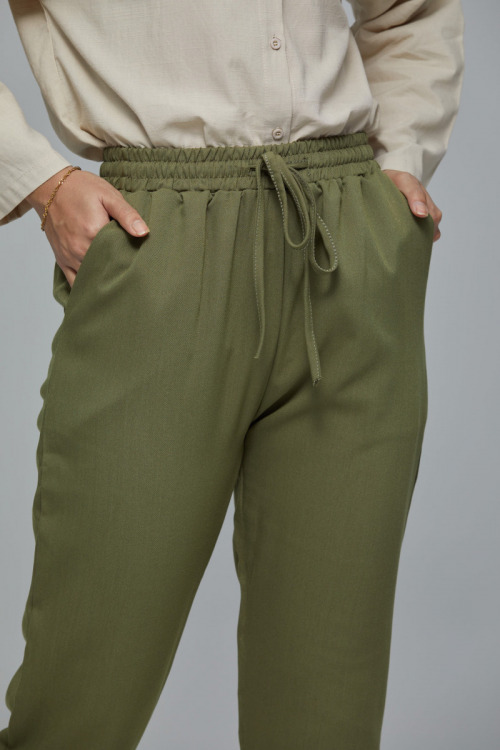 Army Green MC vogue Best Seller Cotton Ankle Pants