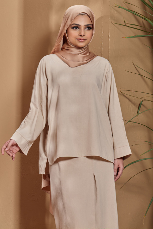 Nude Malika Cotton Linen Kurung Set