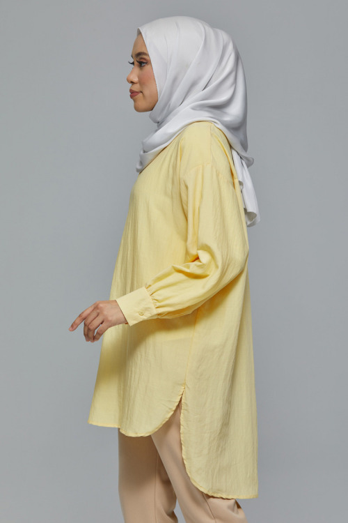 Yellow Christine Linen Long Blouse