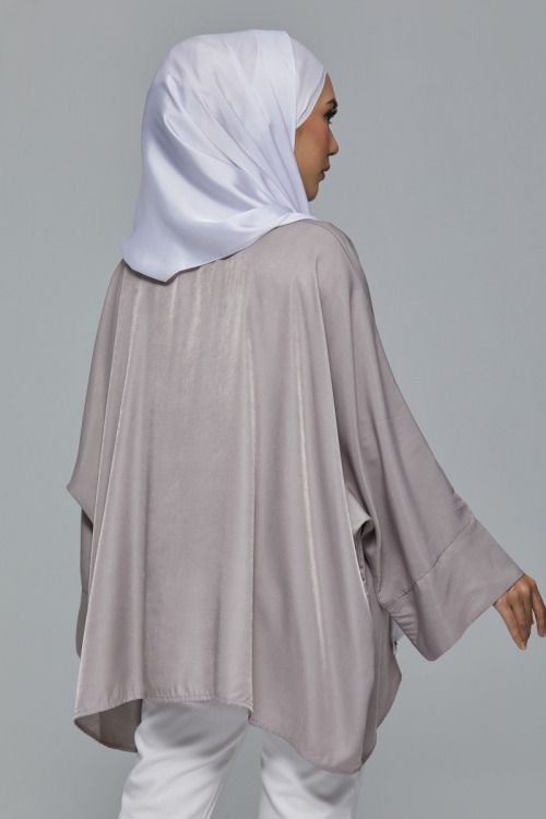 Champagne Suraya Batwing Satin Blouse