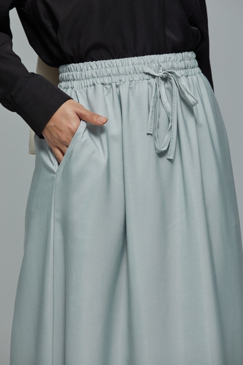 Grey Minaz Elastic Tie Maxi Satin Skirt