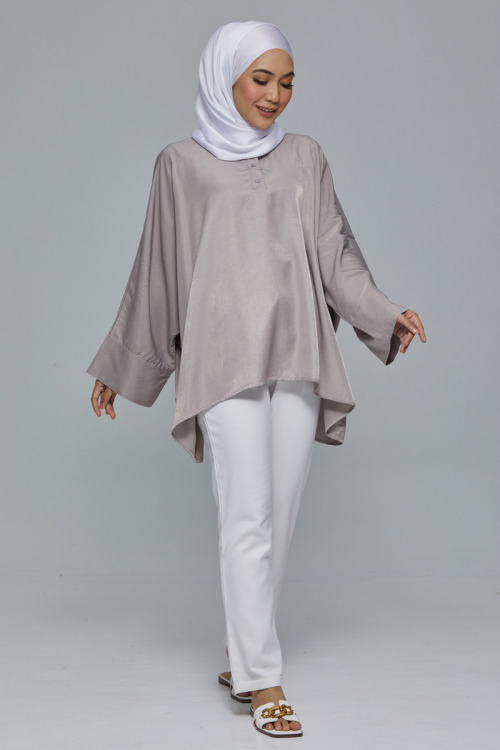 Champagne Suraya Batwing Satin Blouse