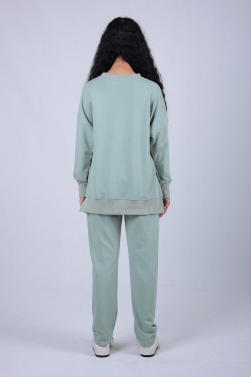 Dusty Mint Green Lucy Mon Cherie Two Piece Sweatshirt Set