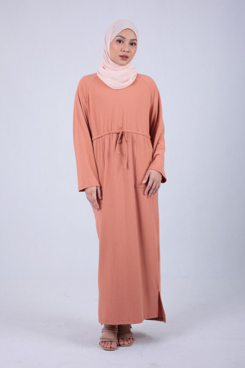 Coral Orange Lana Ribbon Tie Knit Dress