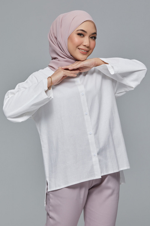 White Carissa Drop Shoulder Cotton Shirt