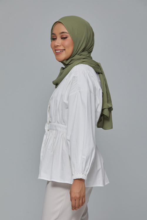 White Breena Peplum Cotton Shirt