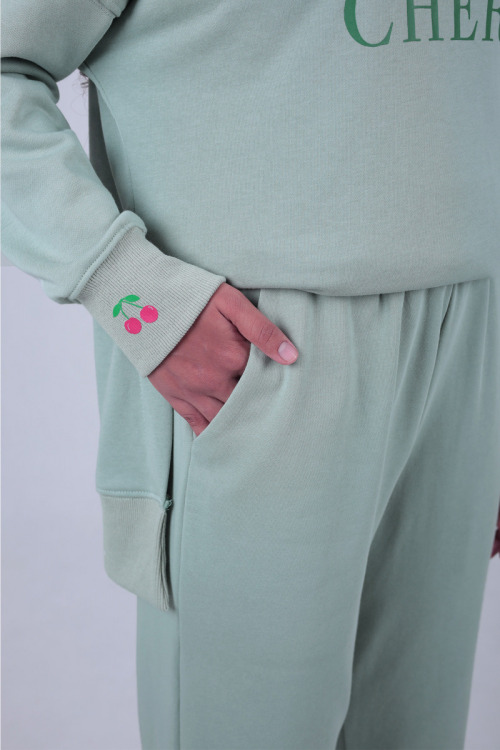Dusty Mint Green Lucy Mon Cherie Two Piece Sweatshirt Set