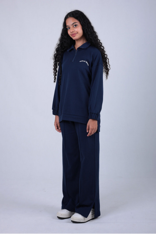 Dark Blue Liv Aesthetic Fitness Club Two Piece Sweatshirt Set