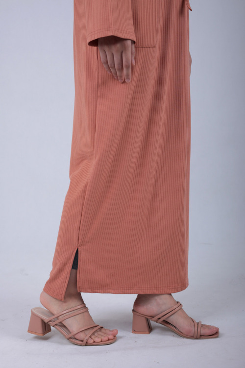 Coral Orange Lana Ribbon Tie Knit Dress