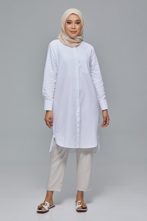 White Adriana Long Cotton Shirt