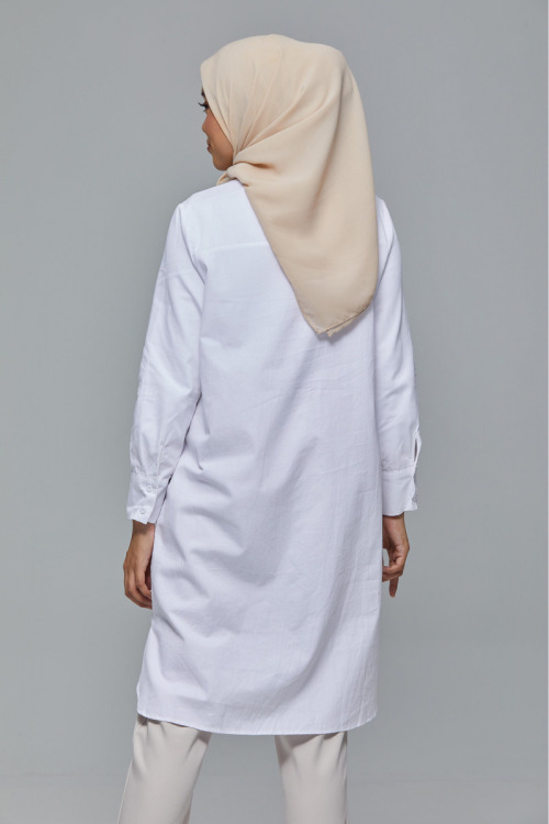 White Adriana Long Cotton Shirt