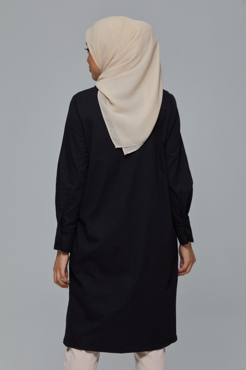 Black Adriana Long Cotton Shirt