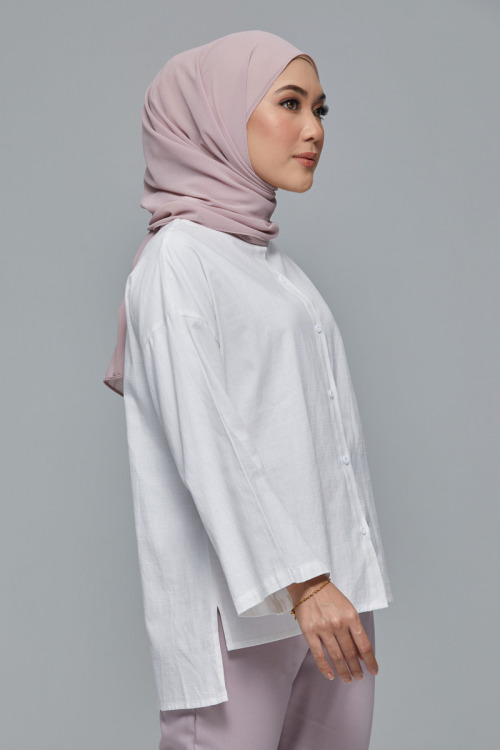 White Carissa Drop Shoulder Cotton Shirt