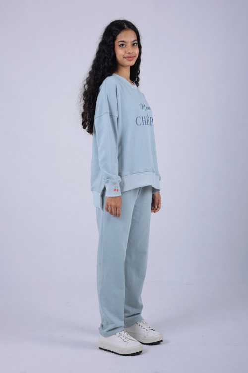 Light Sky Blue Lucy Mon Cherie Two Piece Sweatshirt Set
