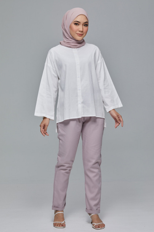 White Carissa Drop Shoulder Cotton Shirt