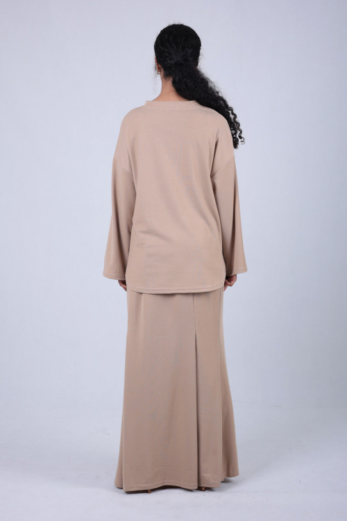 Beige Leya Top & Skirt Co-ord Set