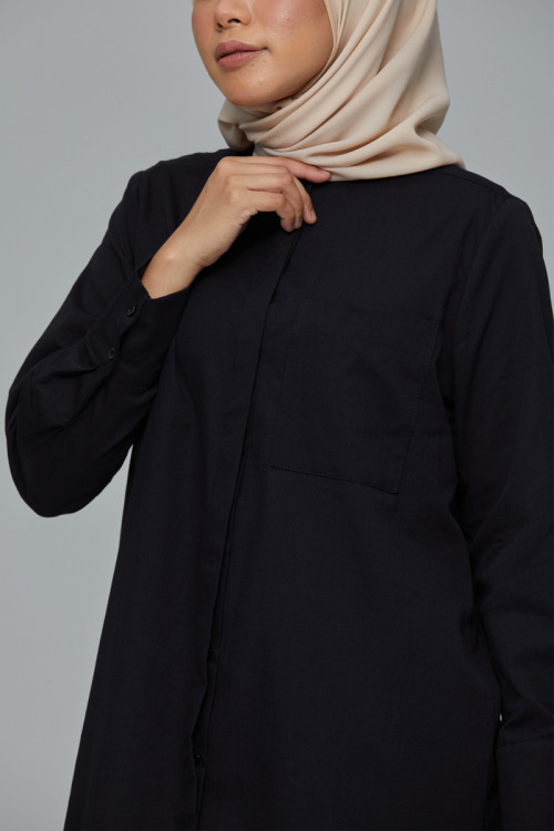 Black Adriana Long Cotton Shirt