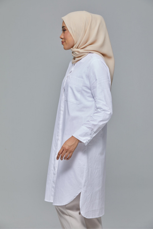 White Adriana Long Cotton Shirt