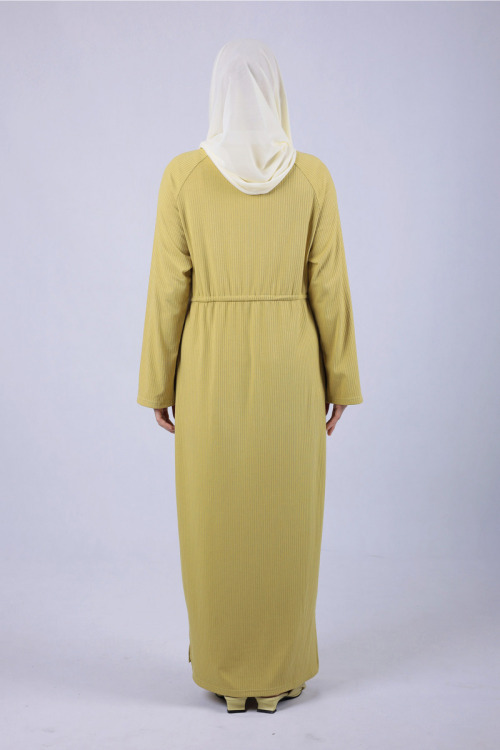 Sand Yellow Lana Ribbon Tie Knit Dress