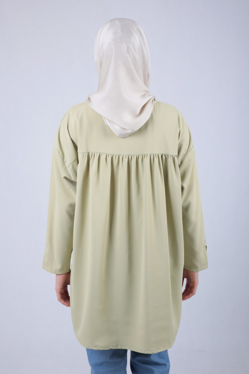 Baby Green Nelly High-Low Slit Blouse