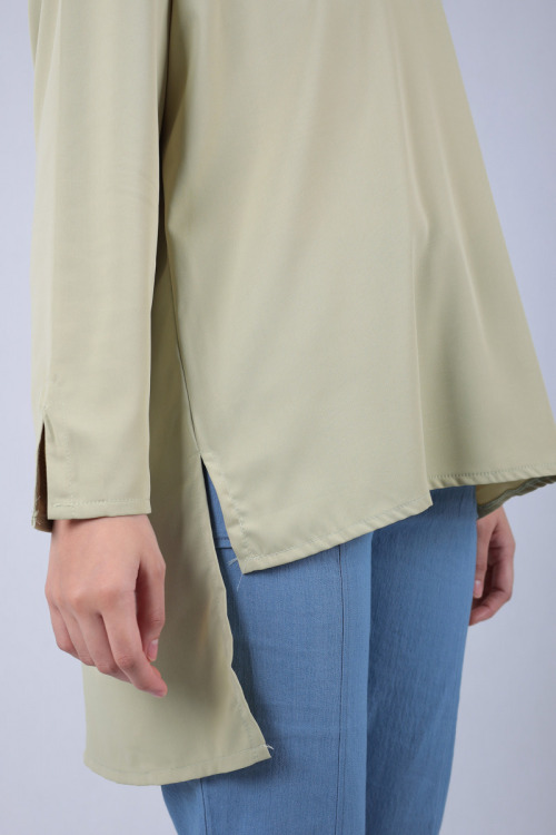 Baby Green Nelly High-Low Slit Blouse