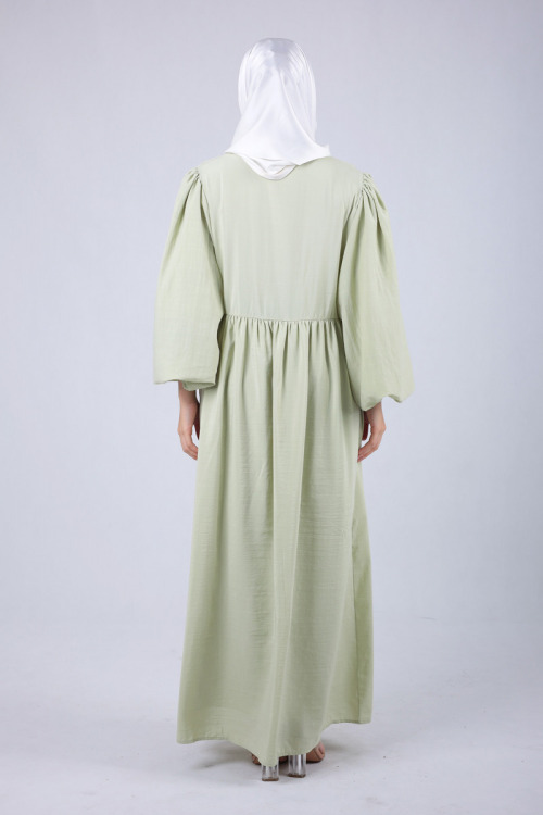 Soft Green Lyla Gathered Waist Long Dress