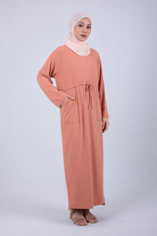 Coral Orange Lana Ribbon Tie Knit Dress