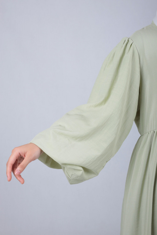 Soft Green Lyla Gathered Waist Long Dress