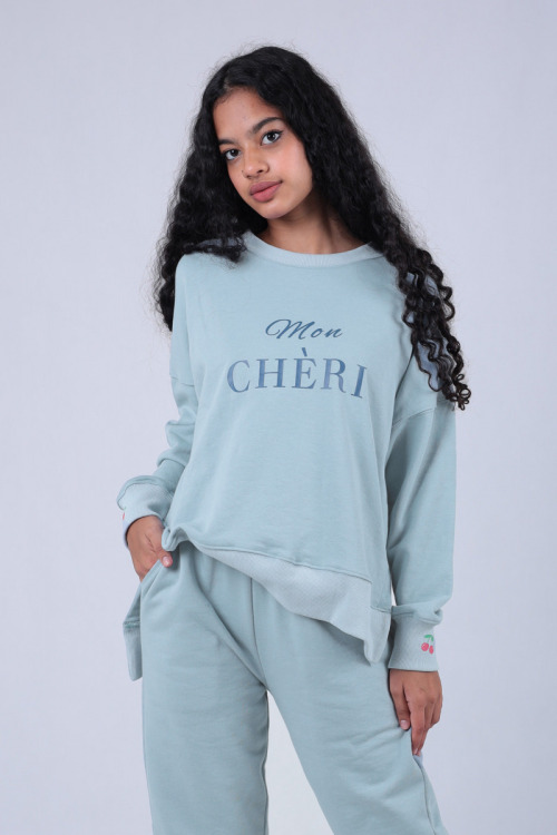 Light Sky Blue Lucy Mon Cherie Two Piece Sweatshirt Set