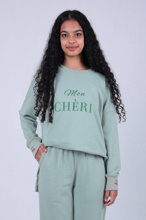 Dusty Mint Green Lucy Mon Cherie Two Piece Sweatshirt Set