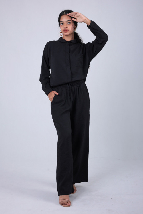 Black Kiera Top & Pants Co-Ord Set