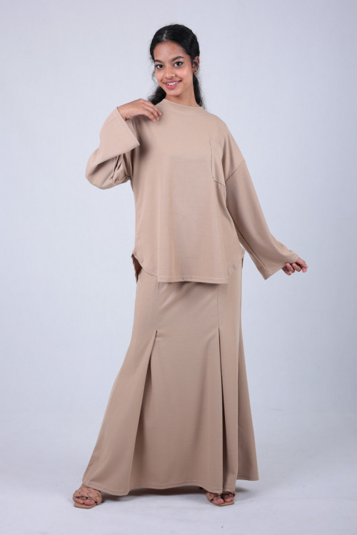 Beige Leya Top & Skirt Co-ord Set