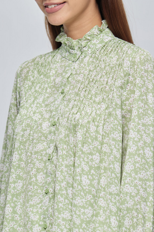Green Alana Floral Printed Shirt