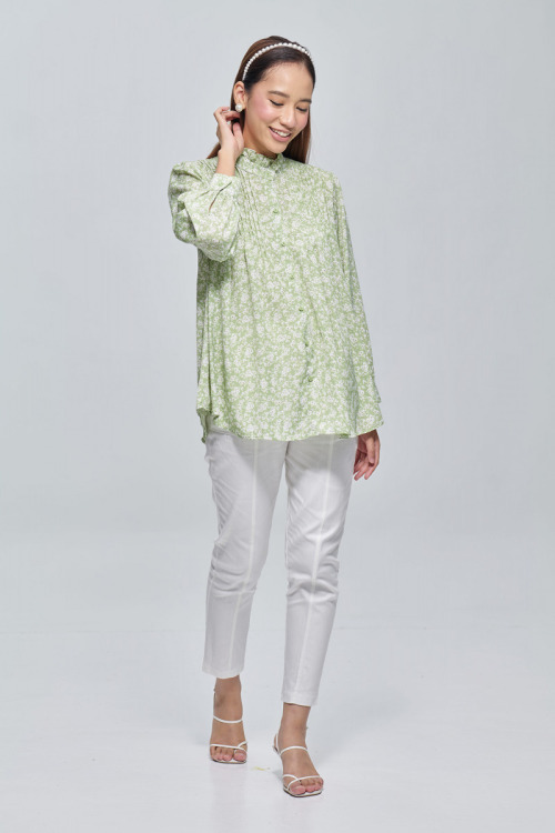 Green Alana Floral Printed Shirt
