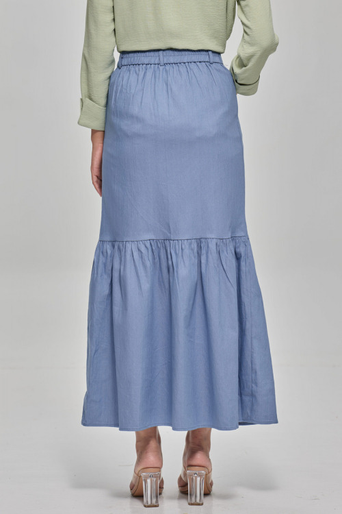 Light Blue Alyssa Denim Button Mermaid Skirt