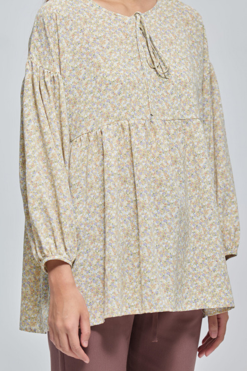 Pastel Yellow Erica Floral Peplum Blouse