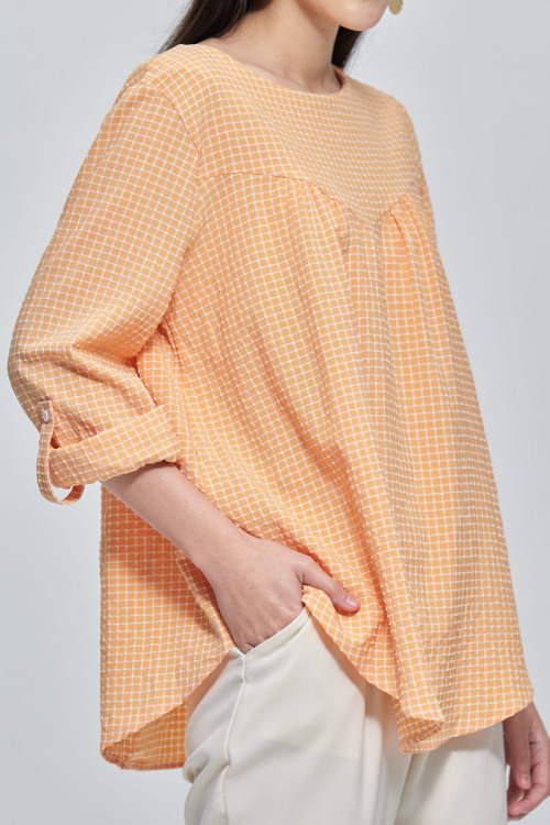 Orange Penelope Cotton Crepe Blouse