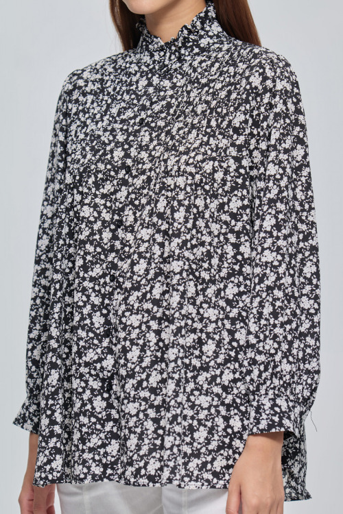 Black Alana Floral Printed Shirt